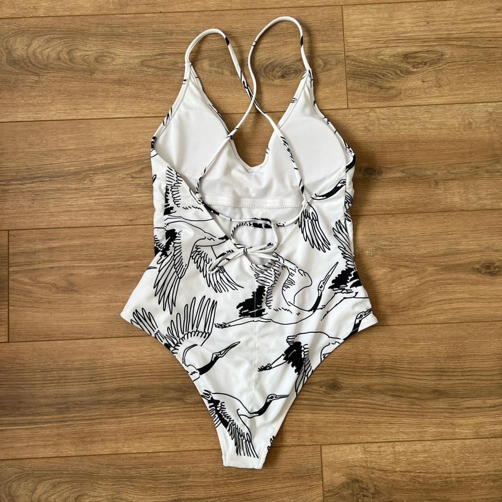 Black & White Birds Swimsuit One Piece - Picture 2 of 3